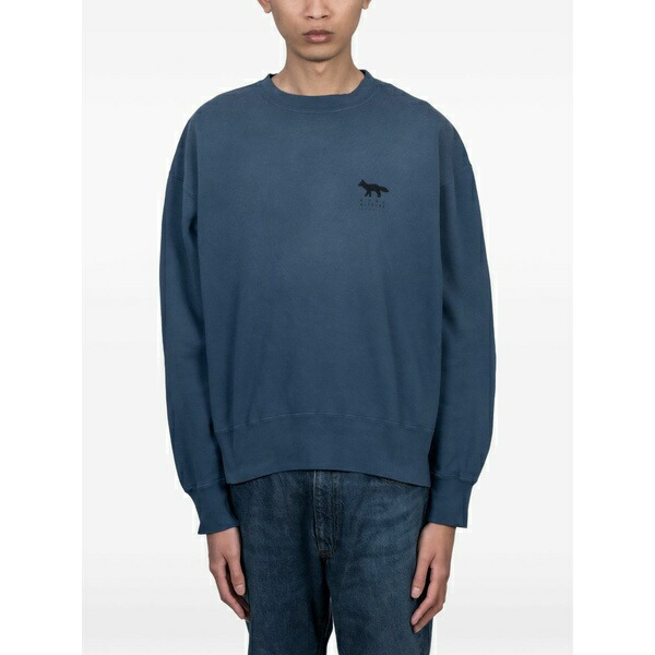 住み家 稲荷 メンズ パーカー・スウェットシャツ アウター X kuro sunfaded fox sweatshirt  Blue