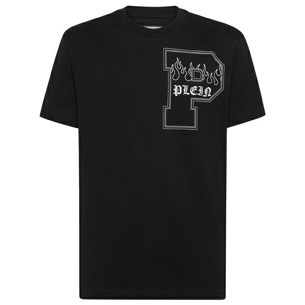 フィリップ飾り気のない メンズ ティーシャツ トップス Logo-print cotton t-shirt Black
