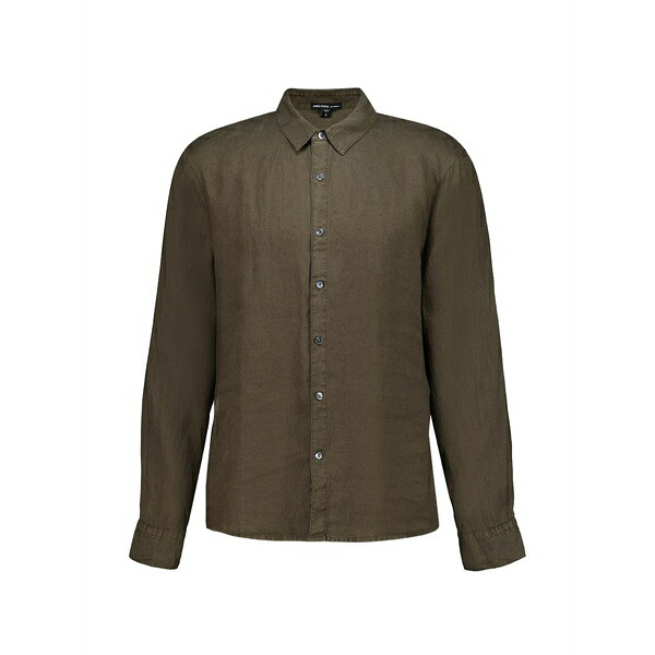 ジェームス 蝦蟇口 メンズ ティーシャツ トップス Long-sleeve linen shirt Green