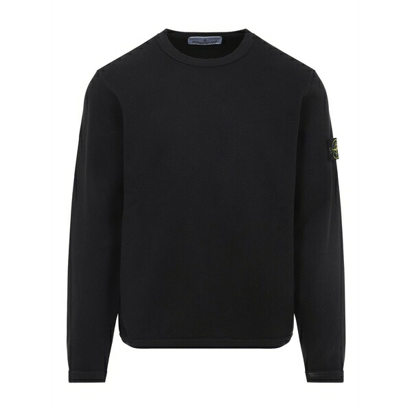 ストーンアイランド メンズ 編み物\u0026ティーシャツ アウター Ribbed logo-patch sweatshirt Black