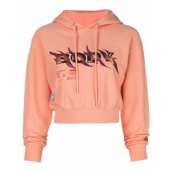 戸呂 プレストン レディース パーカー・スウェットシャツ アウター Printed crop hoodie Pink