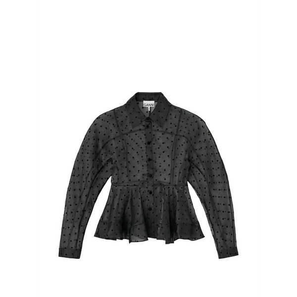 ガニー レディース プルオーバー トップス Polka-dot peplum shirt Black