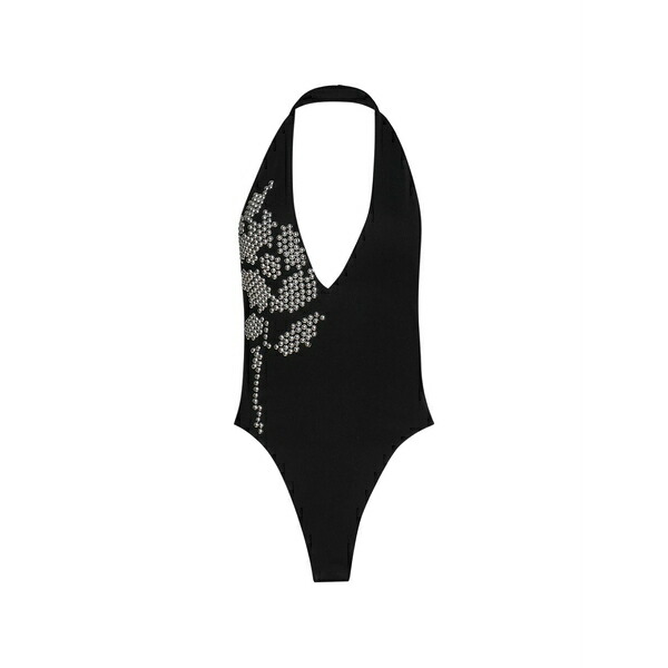 デヴィッド コーマ レディース カットソー トップス Flower-detail halter bodysuit Black