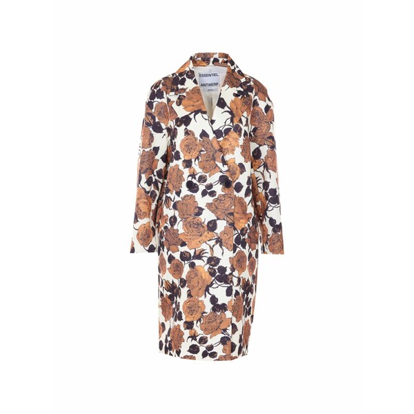 エッセンシャルアントワープ レディース 厚地の外套 アウター Floral-print double-breasted coat Neutrals