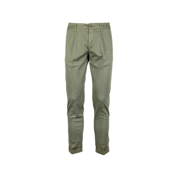 レアッシュ メンズ 心地好いズボン下 ボトムス Pleated turn-up trousers Green