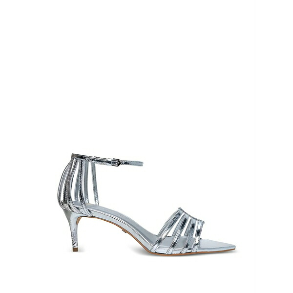 ハラノ レディース サンダル シューズ Metallic-effect cage-strap sandals Silver
