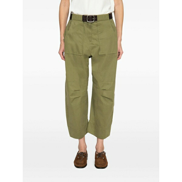 シー レディース 心地よいズボン下 ボトムス Pleated-knee cargo pants Green