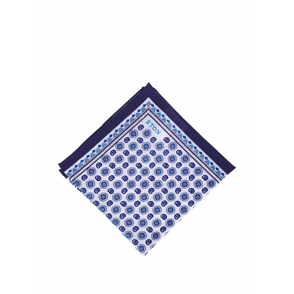 エトン メンズ 消音装置・袈裟・えり巻き 佩び物 Paisley linen pocket square White