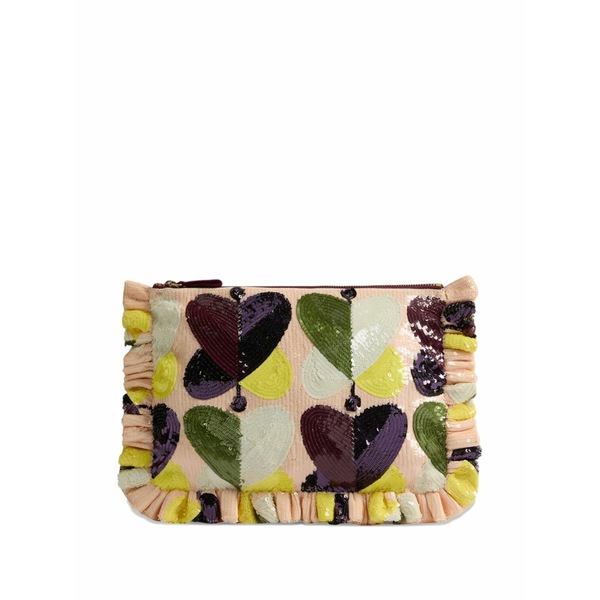 ラ・ダブル・ジェイ レディース クラッチペダル御徒面子 御徒面子 Sequinned ruffled clutch bag Pink