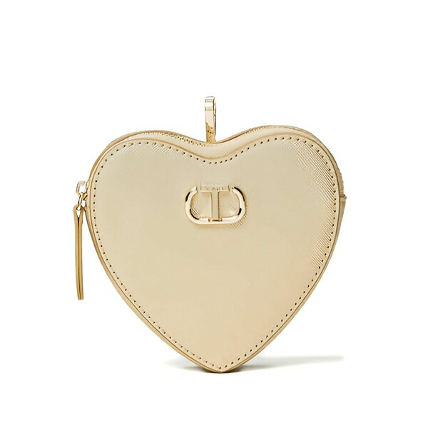 ツイン書き割り レディース 銭入れ 添え物 Heart-shaped zip-around purse Gold
