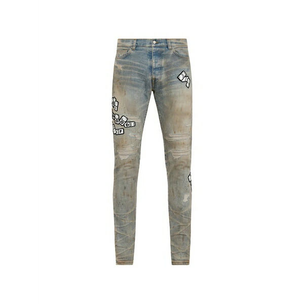 アミリ メンズ デニムパンツ ボトムス Applique skinny jeans Blue|asty