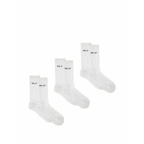 エヌエヌ77 メンズ ソックス アンダーお召しもの Logo ribbed socks (pack of 3) White