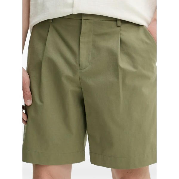 アーペーセー メンズ 心地好いズボン下 ボトムス Chino pleated cotton shorts Green