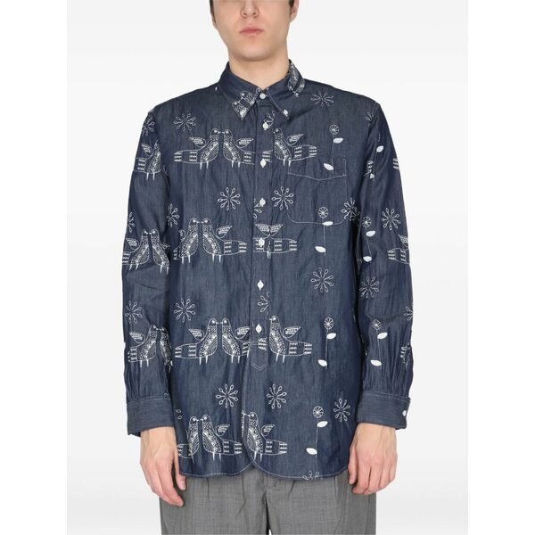 エンジニアガーメンツ メンズ プルオーバー トップス Bird-embroidered shirt Blue