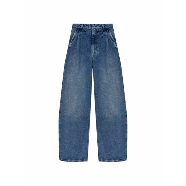 象牙色 レディース ジーンズズボン下 ボトムス Pleated wide-leg jeans Blue