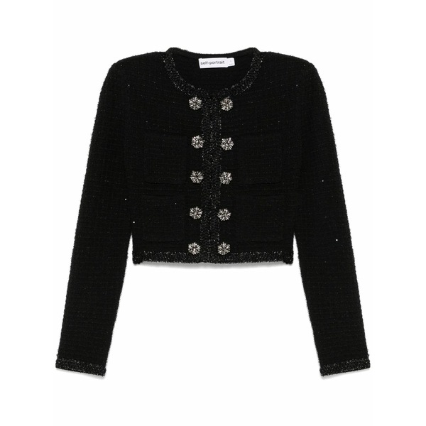セルフ・ポートレイト レディース 上衣＆上衣 アウター Textured knit jacket  Black
