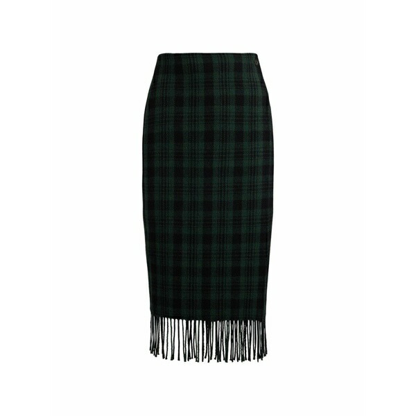ラルフローレン レディース スコート ボトムス Fringed check MIDI skirt Green
