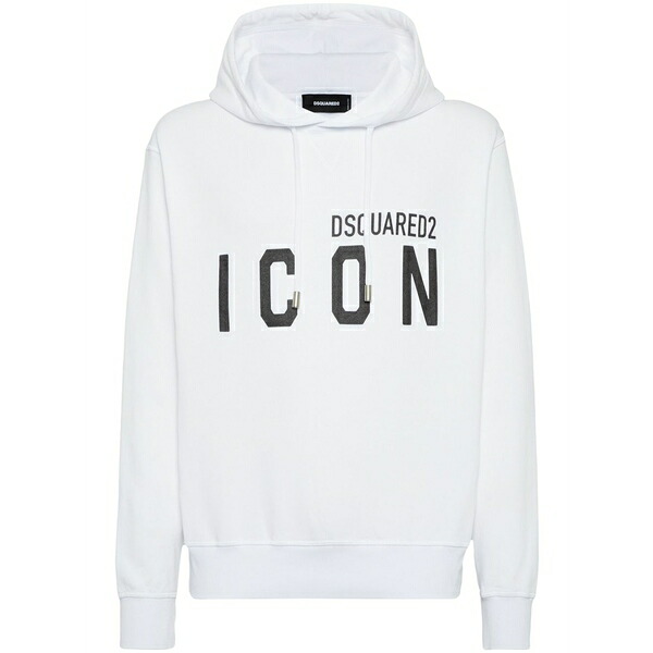ディースクエアード メンズ パーカー・スウェットシャツ アウター Logo-print hoodie White