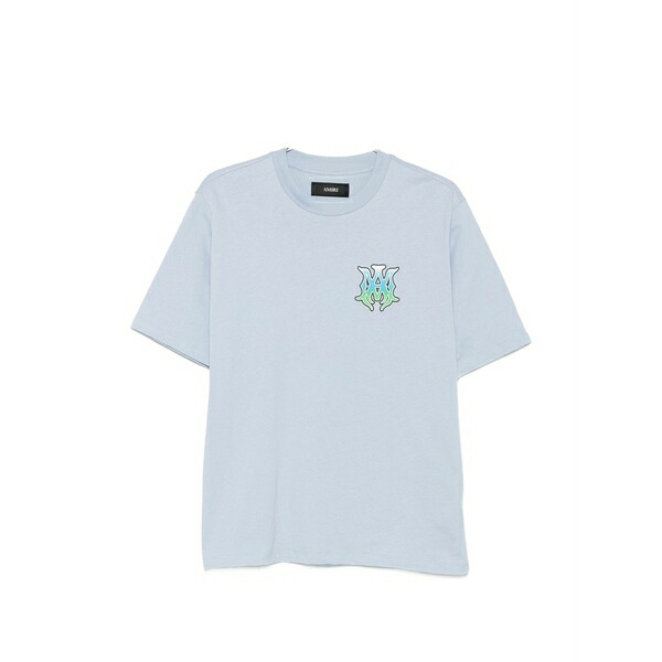アミリ メンズ ティーシャツ トップス Logo-print cotton t-shirt Blue