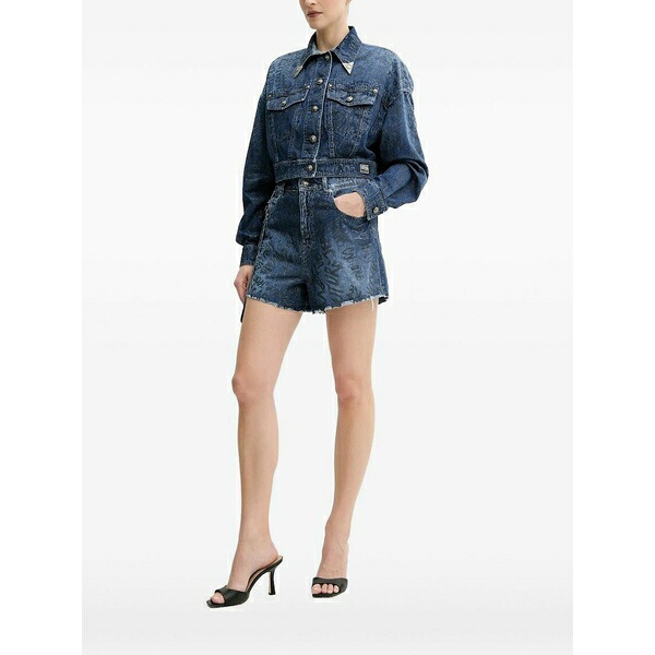 呼びりん探し回る レディース 上衣＆上衣 アウター Metallic-print denim jacket Blue
