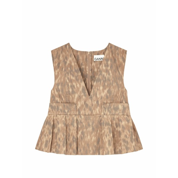 ガニー レディース プルオーバー トップス V-neck pleated blouse Neutrals