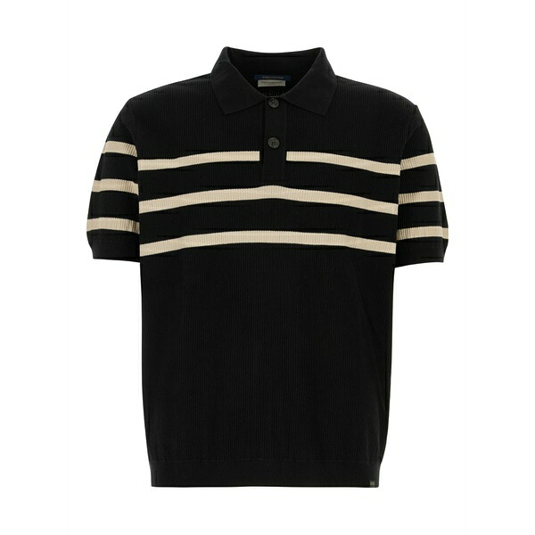 ポールアンドシャーク メンズ スポーツシャツ トップス Striped-detail polo shirt Black