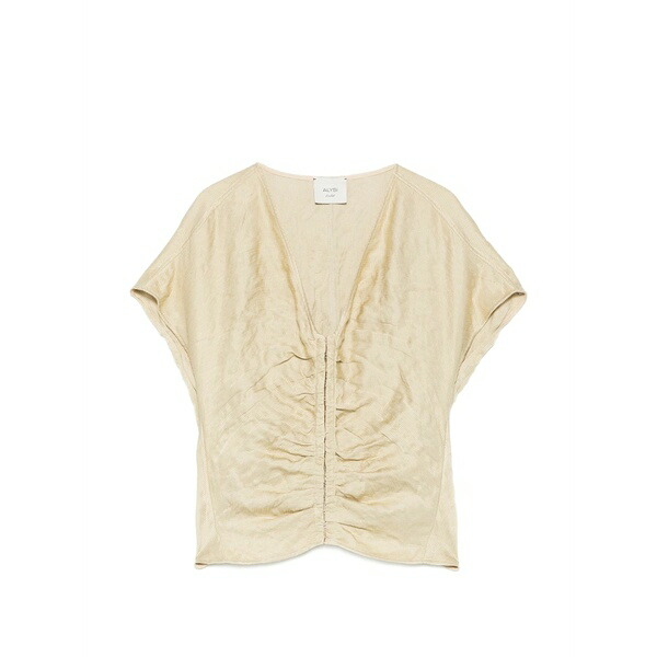 アリジ レディース プルオーバー トップス Ruched crinkled-texture blouse Neutrals