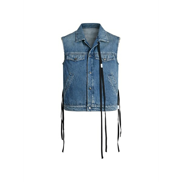アン ドゥムルメステール メンズ 上衣＆上衣 アウター Tie-strap frayed denim jacket Blue