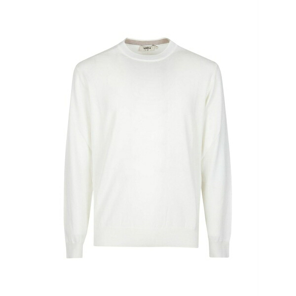 アルテア メンズ 編み物\u0026プルオーバー アウター Crew-neck long-sleeve sweater White