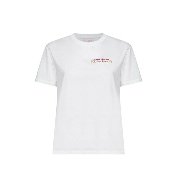エムシーツーセイントバース レディース プルオーバー トップス Embroidered cotton t-shirt White