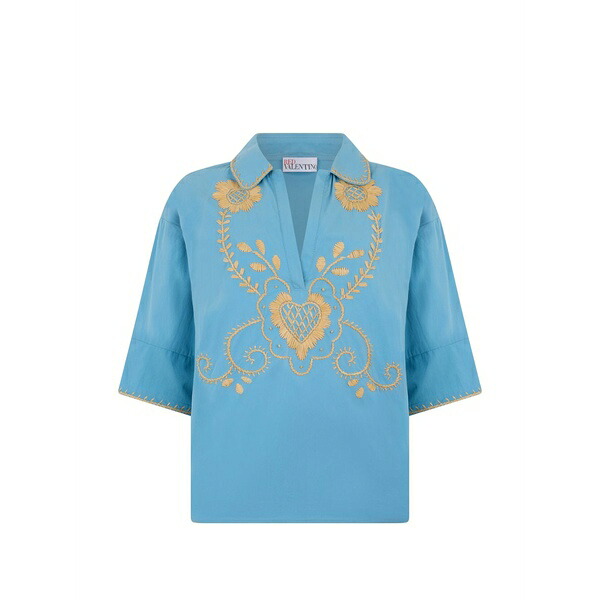 レッドヴァレンティノ レディース プルオーバー トップス Embroidered-detail blouse Blue