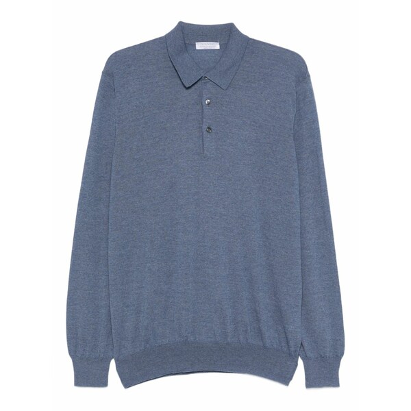 グランサッソ メンズ スポーツシャツ トップス Virgin wool polo shirt Blue