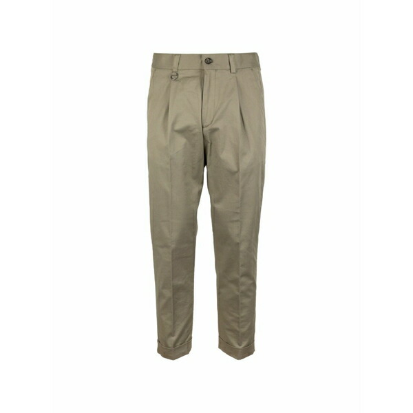 パウロペコラ メンズ 心地よいズボン下 ボトムス Pleated turn-up trousers Green