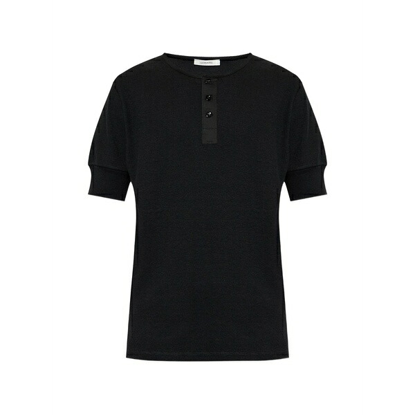 ルメール メンズ プルオーバー トップス Buttoned ribbed t-shirt Black