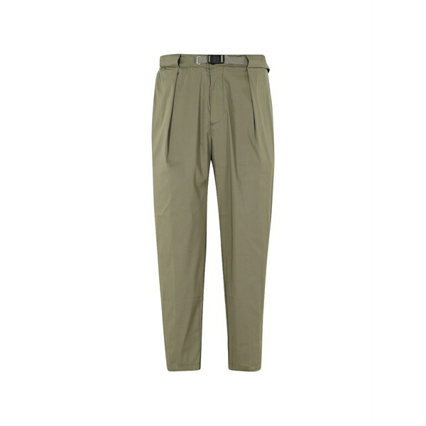 白いこと沙子 メンズ 心地よいズボン下 ボトムス Belted pleated trousers Green