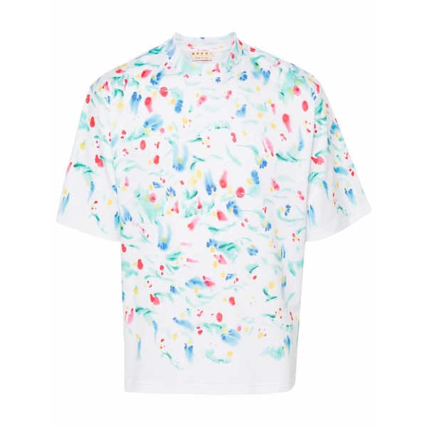 マルニ メンズ ティーシャツ トップス Paint-splatter cotton t-shirt White