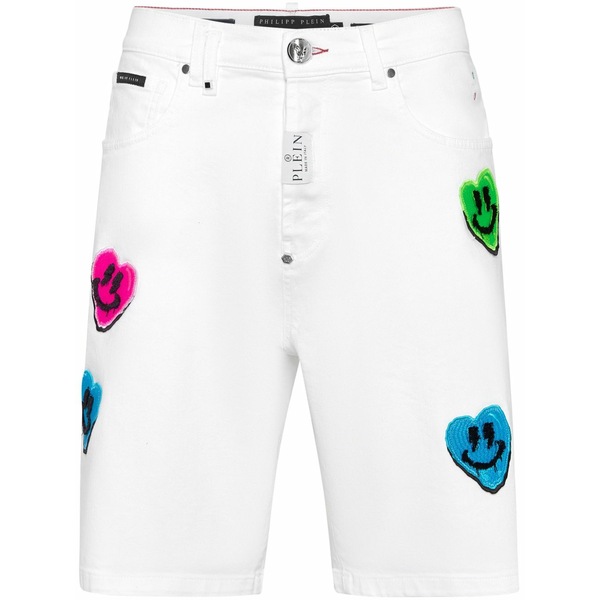 フィリップ飾り気の無い メンズ 心地よいズボン下 ボトムス Smile graffiti-print straight-leg shorts  White