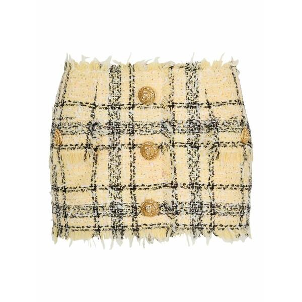 バルマン レディース スコート ボトムス Mini glitter tweed skirt Yellow