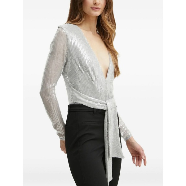 バードット レディース シャツ トップス Emelia sequin-embellished tie-front top Grey｜asty