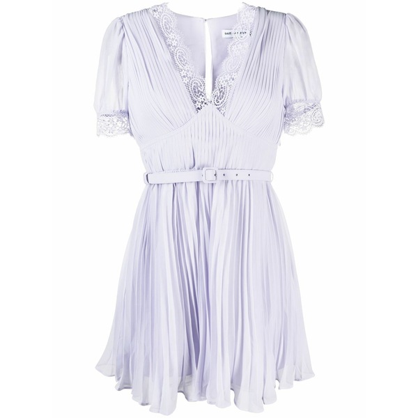 セルフ・ポートレイト レディース 衣裳 トップス Lace-trim minidress Purple