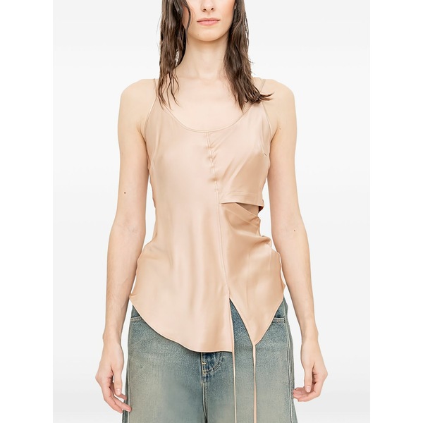 アンドレア ヤコブ レディース カットソー トップス Cut-out asymmetric tank top Neutrals｜asty