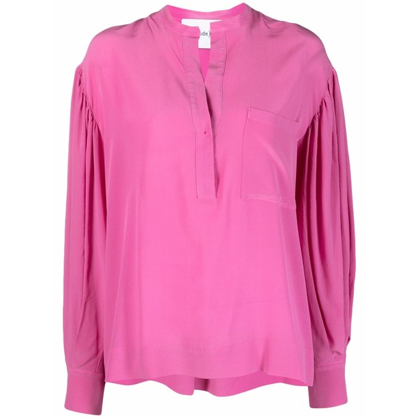 素っぽんぽん レディース プルオーバー トップス Long-sleeve silk blouse Pink