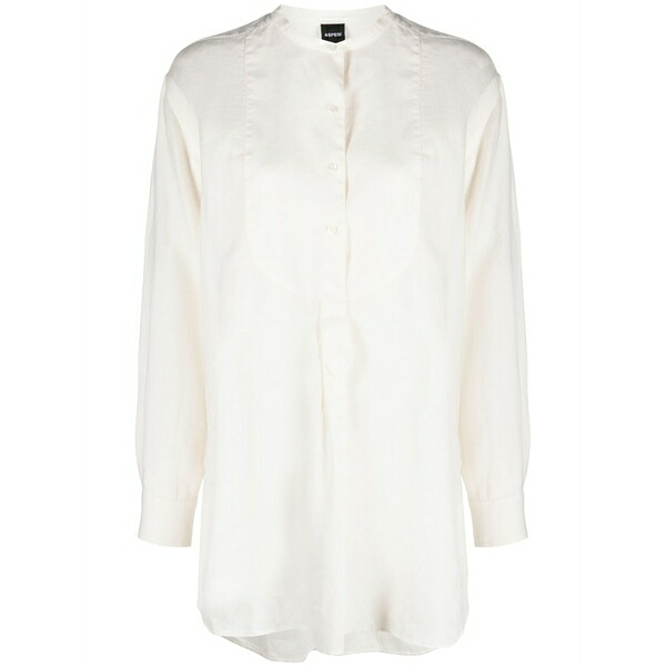 アスペジ レディース プルオーバー トップス Collarless linen bib shirt  Neutrals