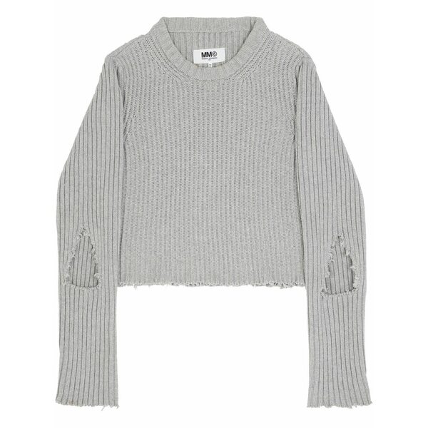 マルタンマルジェラ レディース 編み物\u0026プルオーバー アウター Cut-out ribbed jumper Grey