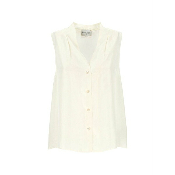 フォルテ フォルテ レディース プルオーバー トップス Sleeveless button-up shirt Yellow