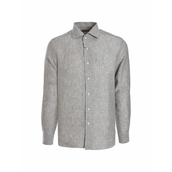 コルネリアーニ メンズ ティーシャツ トップス Buttoned striped shirt Grey