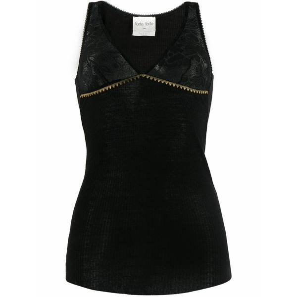 フォルテ フォルテ レディース カットソー トップス Lace panel tank top Black