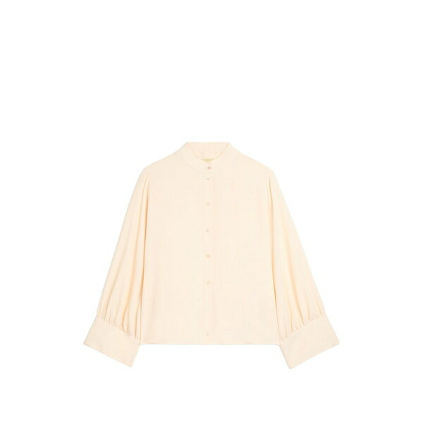 モモン レディース プルオーバー トップス Franklin stand-collar gathered-sleeve shirt Neutrals