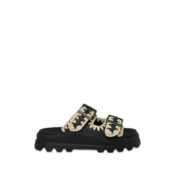 モウ レディース サンダル シューズ Bounce crochet-trim sandals Black