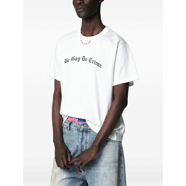 ダガー メンズ プルオーバー トップス Print-detail round-neck t-shirt White